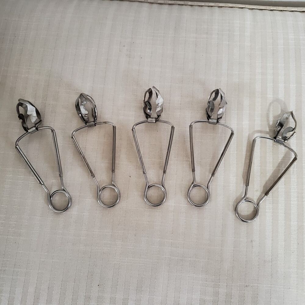 5 Vintage Inox Escargot Oyster Clam Snail Tongs 6" Stainless Steel France